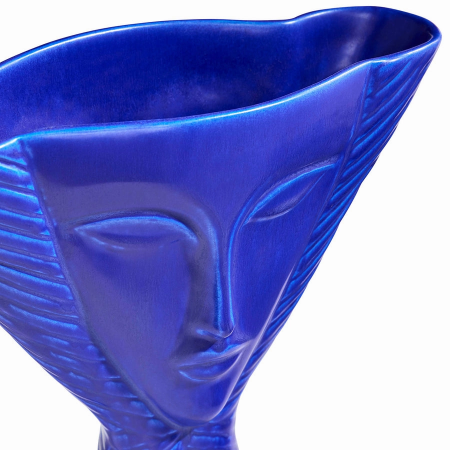 Conical Blue Stoneware Vase | Jonathan Adler Cobalt Lady