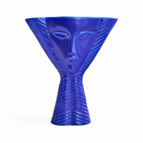 Conical Blue Stoneware Vase | Jonathan Adler Cobalt Lady Vase,Glass Vase