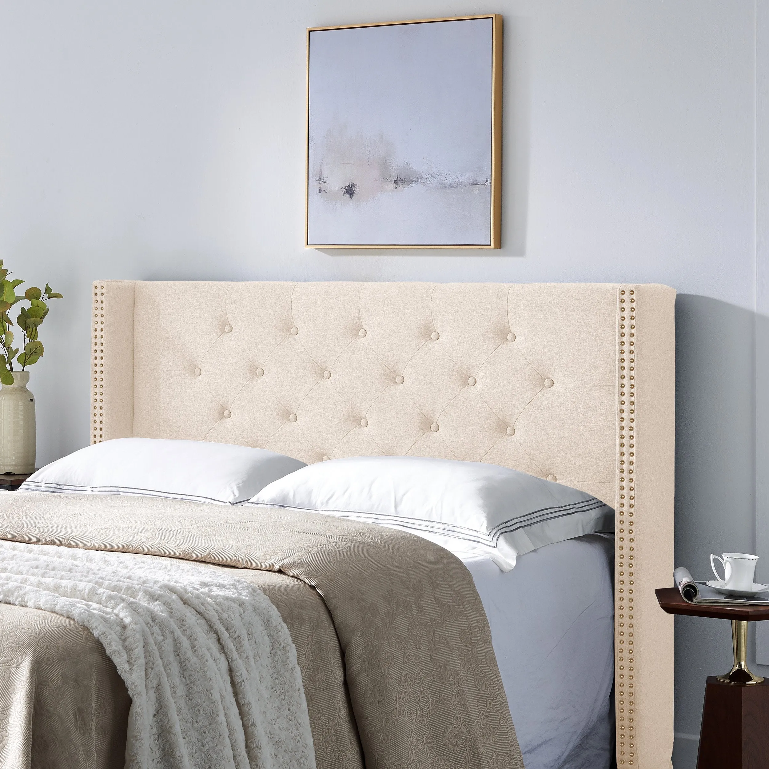 Contemporary Upholstered Full/Queen Headboard - NH984113 queen headboard, wooden headboard