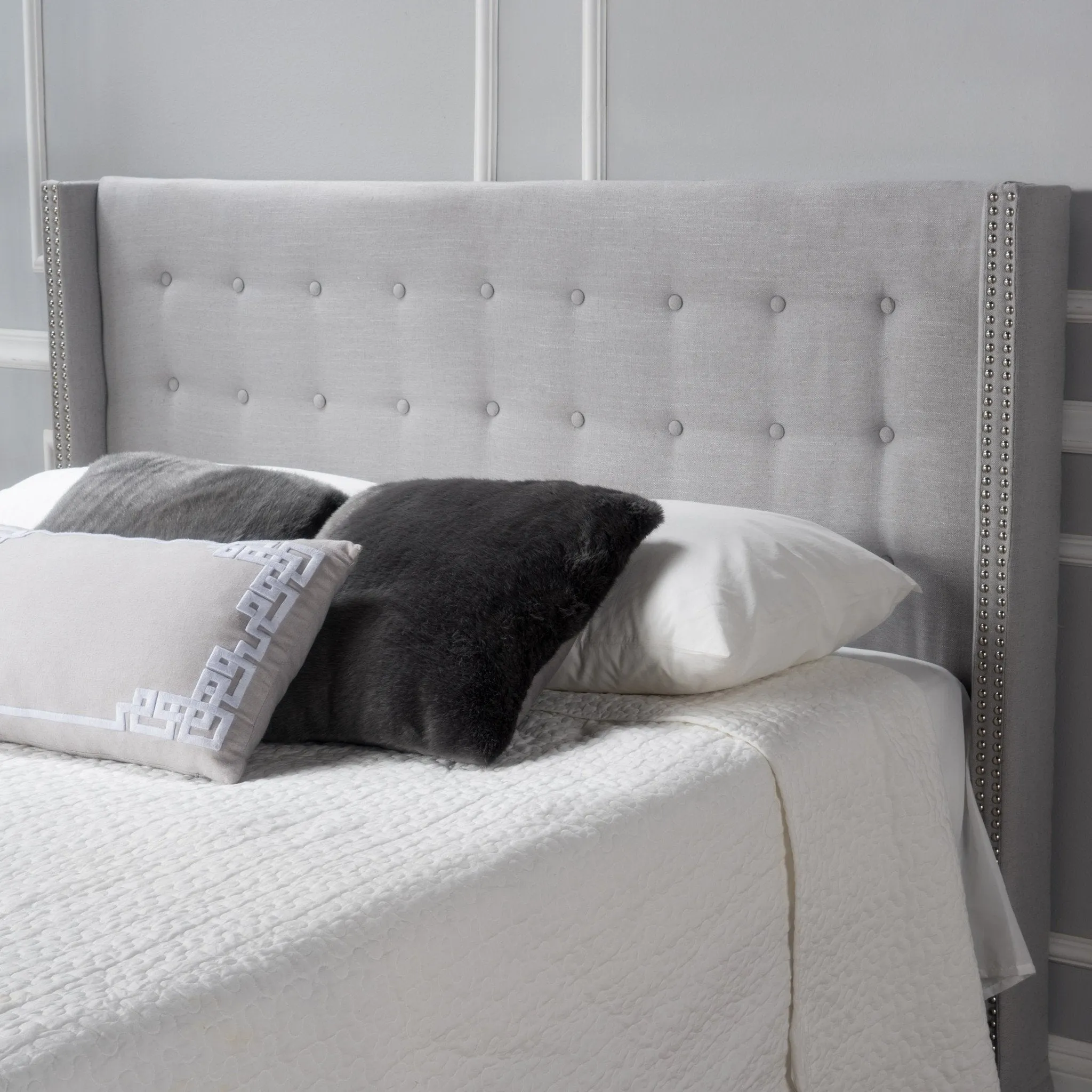 Contemporary Upholstered Queen Headboard w/ Button Tufting - NH226992 queen headboard, wooden headboard