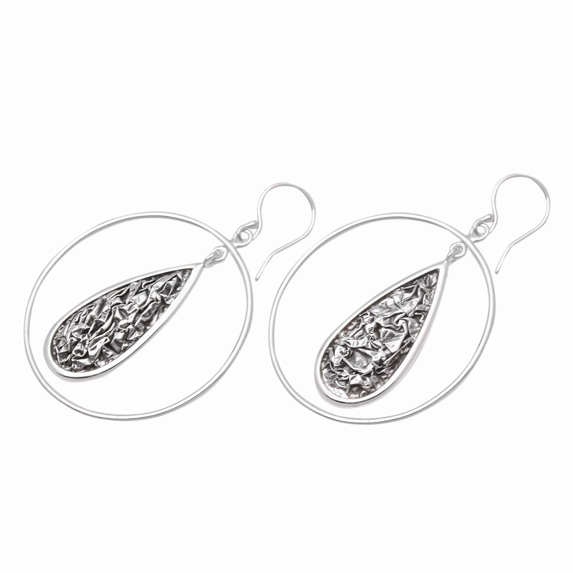 Contour Drops Drop-Shaped Contoured Sterling Silver Dangle Earrings