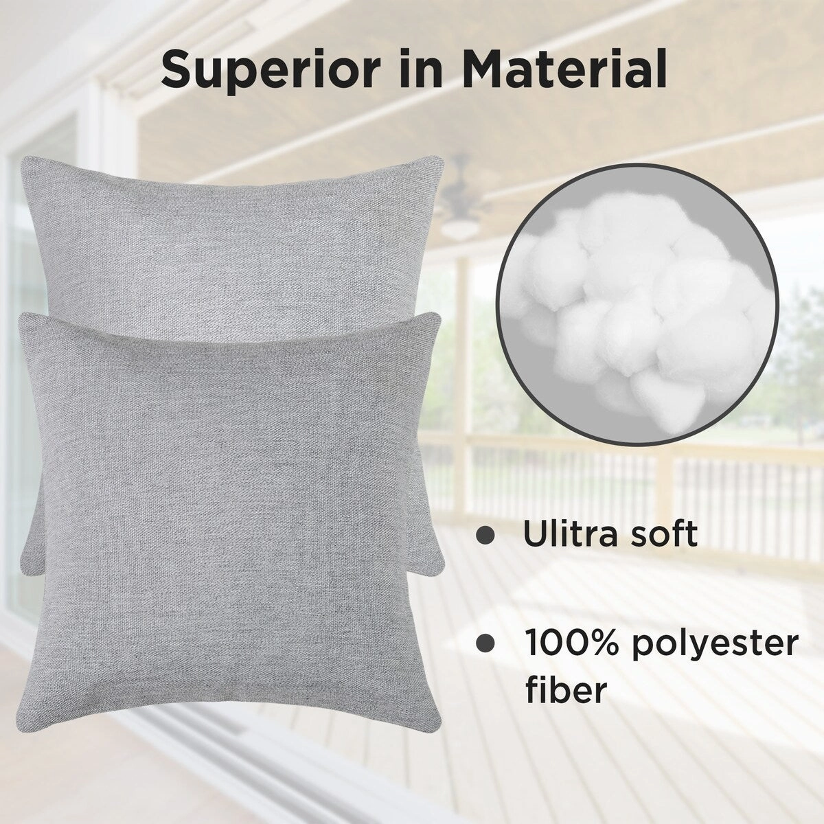 Cooling Outdoor Pillows with Pure Cotton Cover Set of 2