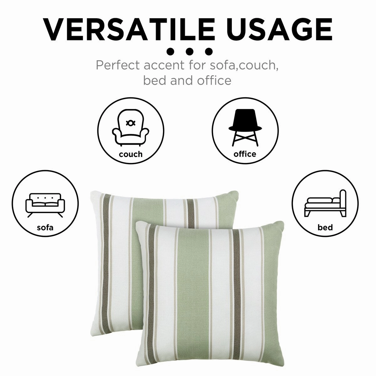 Cooling Outdoor Pillows with Pure Cotton Cover Set of 2