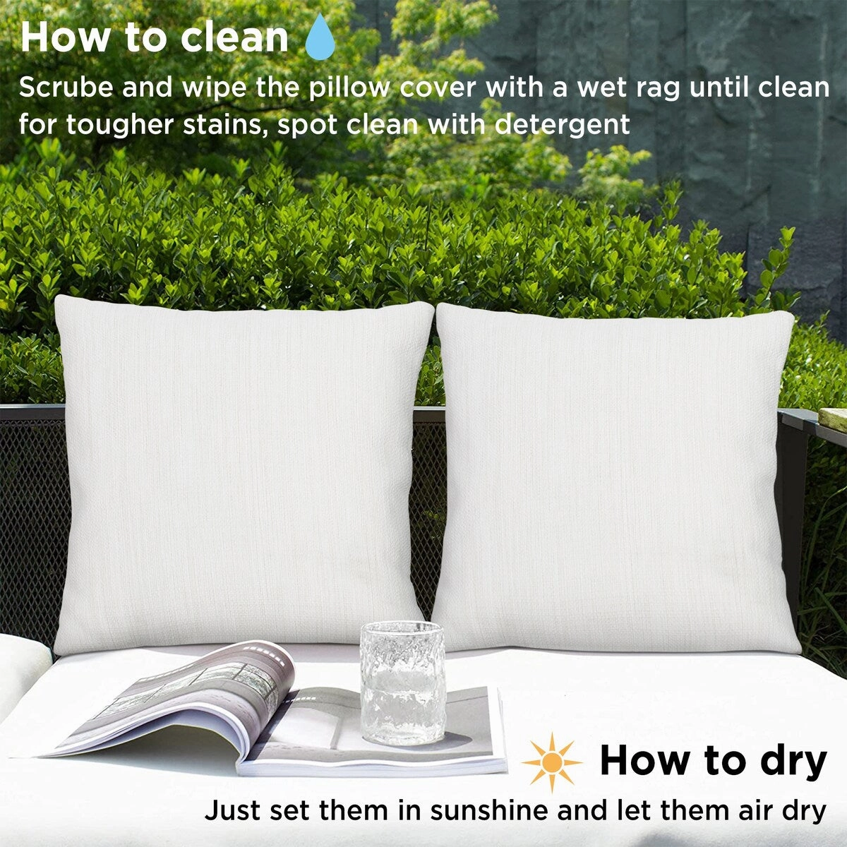 Cooling Outdoor Pillows with Pure Cotton Cover Set of 2