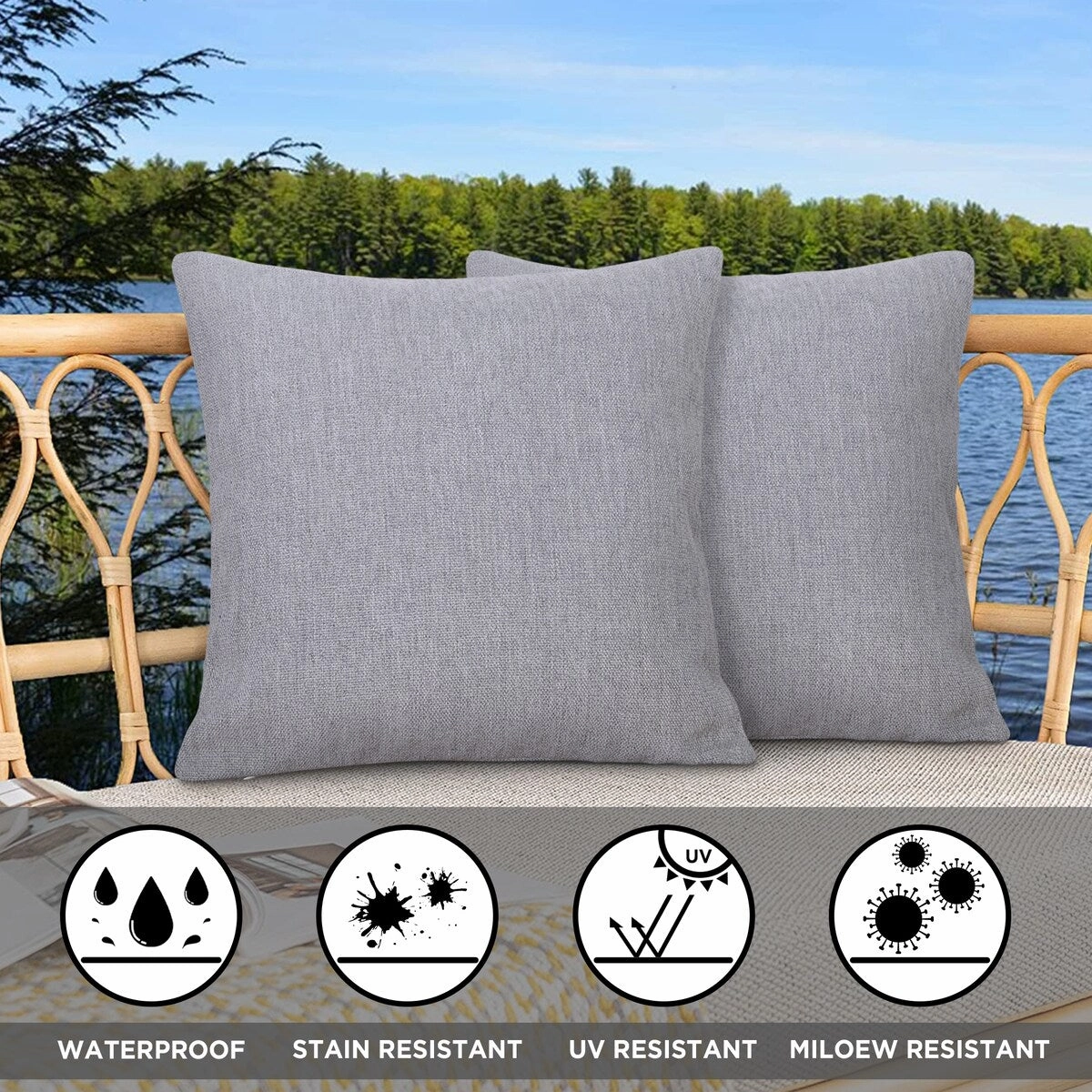 Cooling Outdoor Pillows with Pure Cotton Cover Set of 2