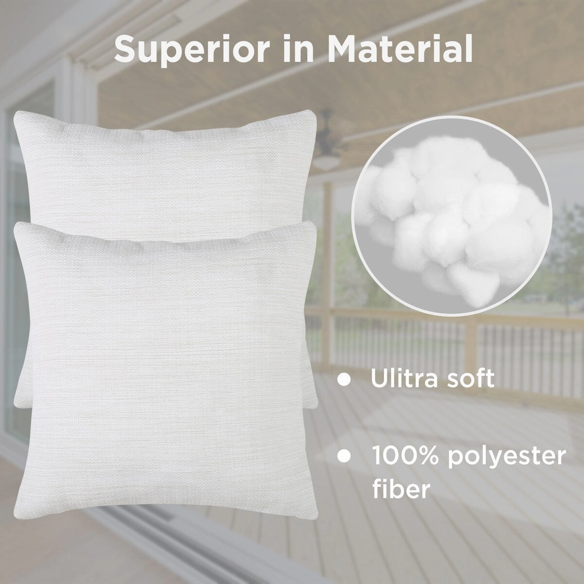 Cooling Outdoor Pillows with Pure Cotton Cover Set of 2