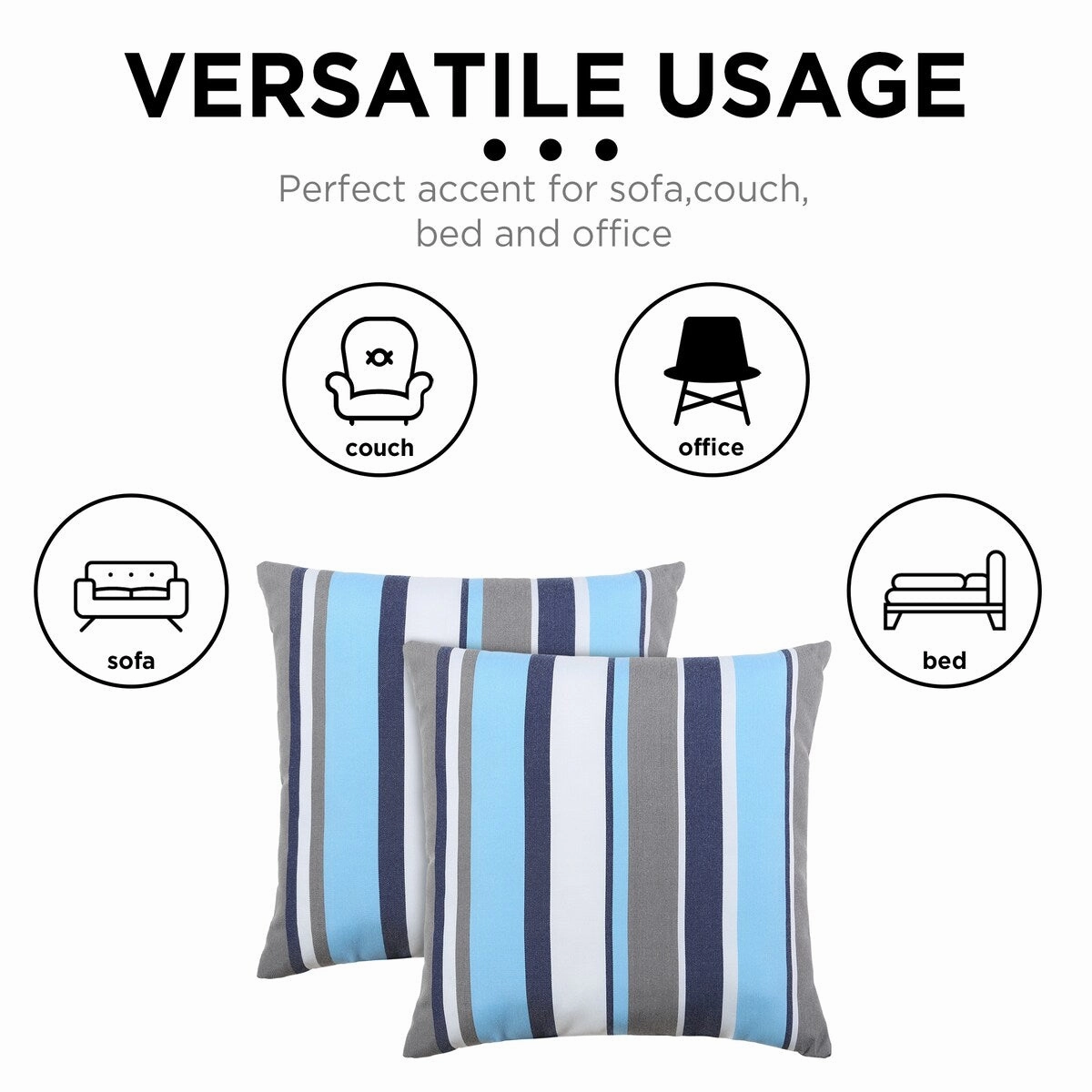 Cooling Outdoor Pillows with Pure Cotton Cover Set of 2
