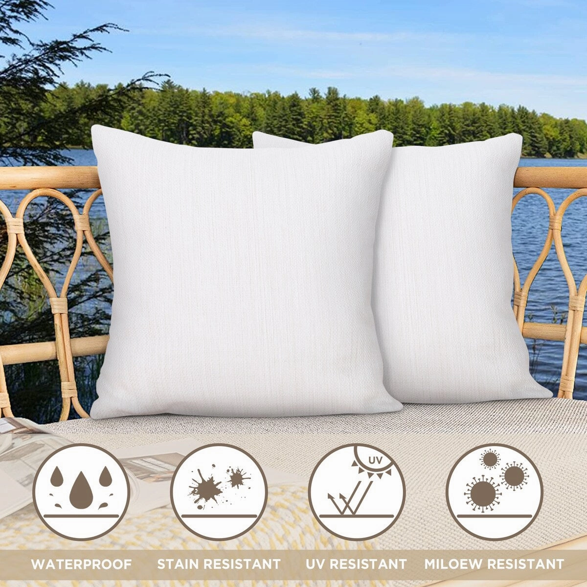 Cooling Outdoor Pillows with Pure Cotton Cover Set of 2