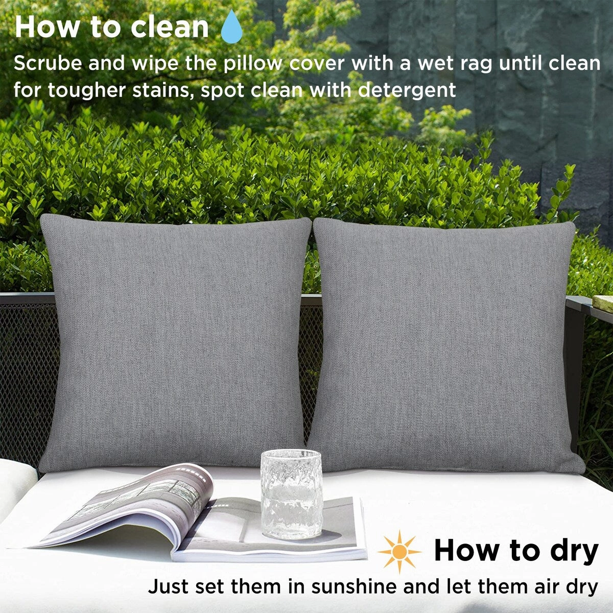 Cooling Outdoor Pillows with Pure Cotton Cover Set of 2