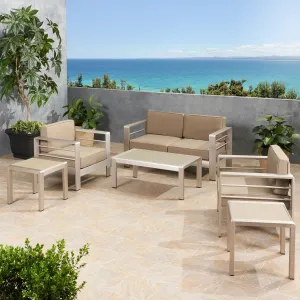 Coral Outdoor 4 Seater Aluminum Chat Set with 2 Side Table - NH075903 patio chairs, outdoor seating