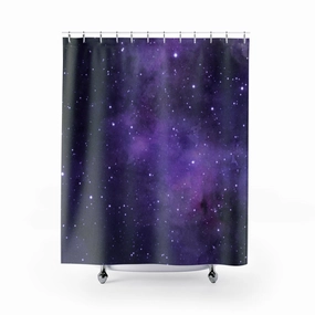 Cosmic Shower Curtain | Purple Sky Celestial Bathroom Lighting,Home Lighting