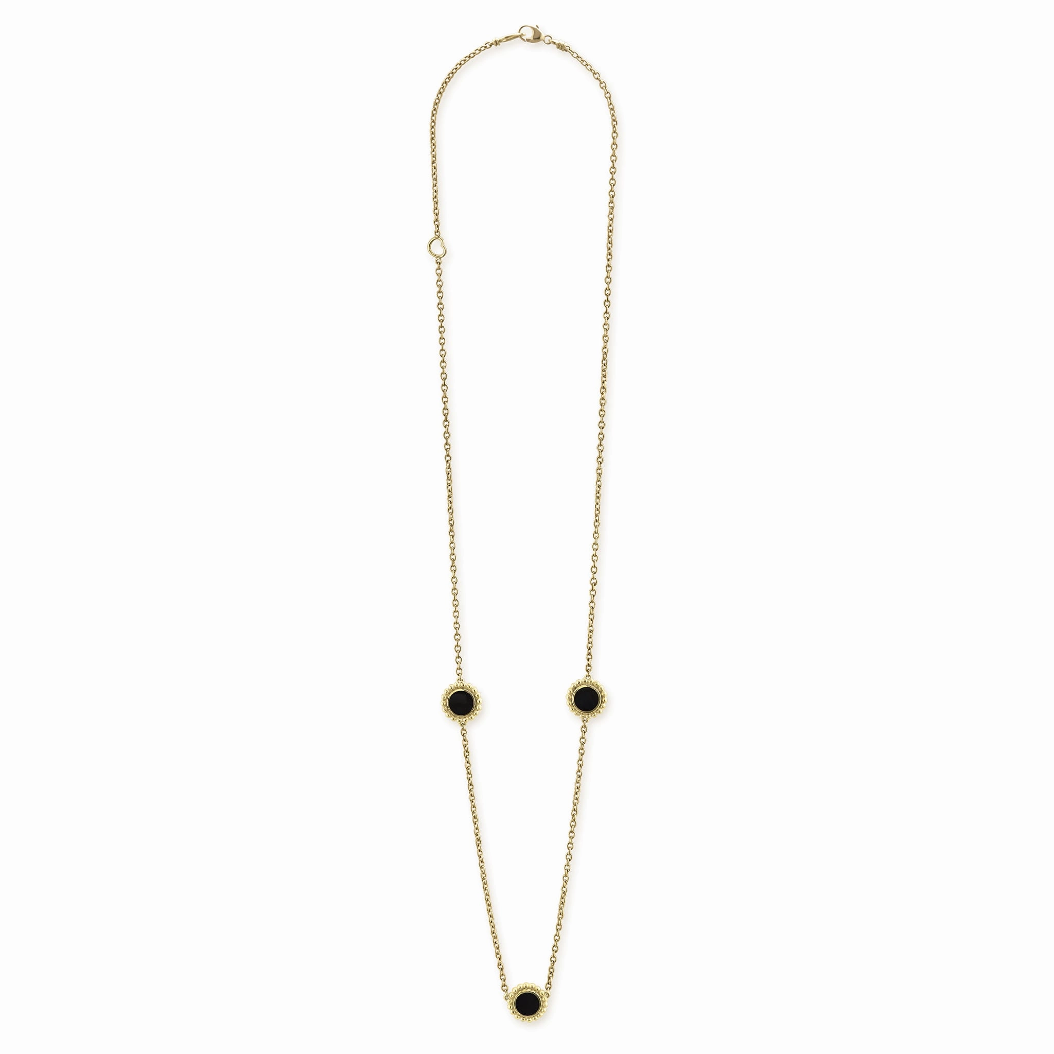 Covet Three Station Round Onyx Necklace