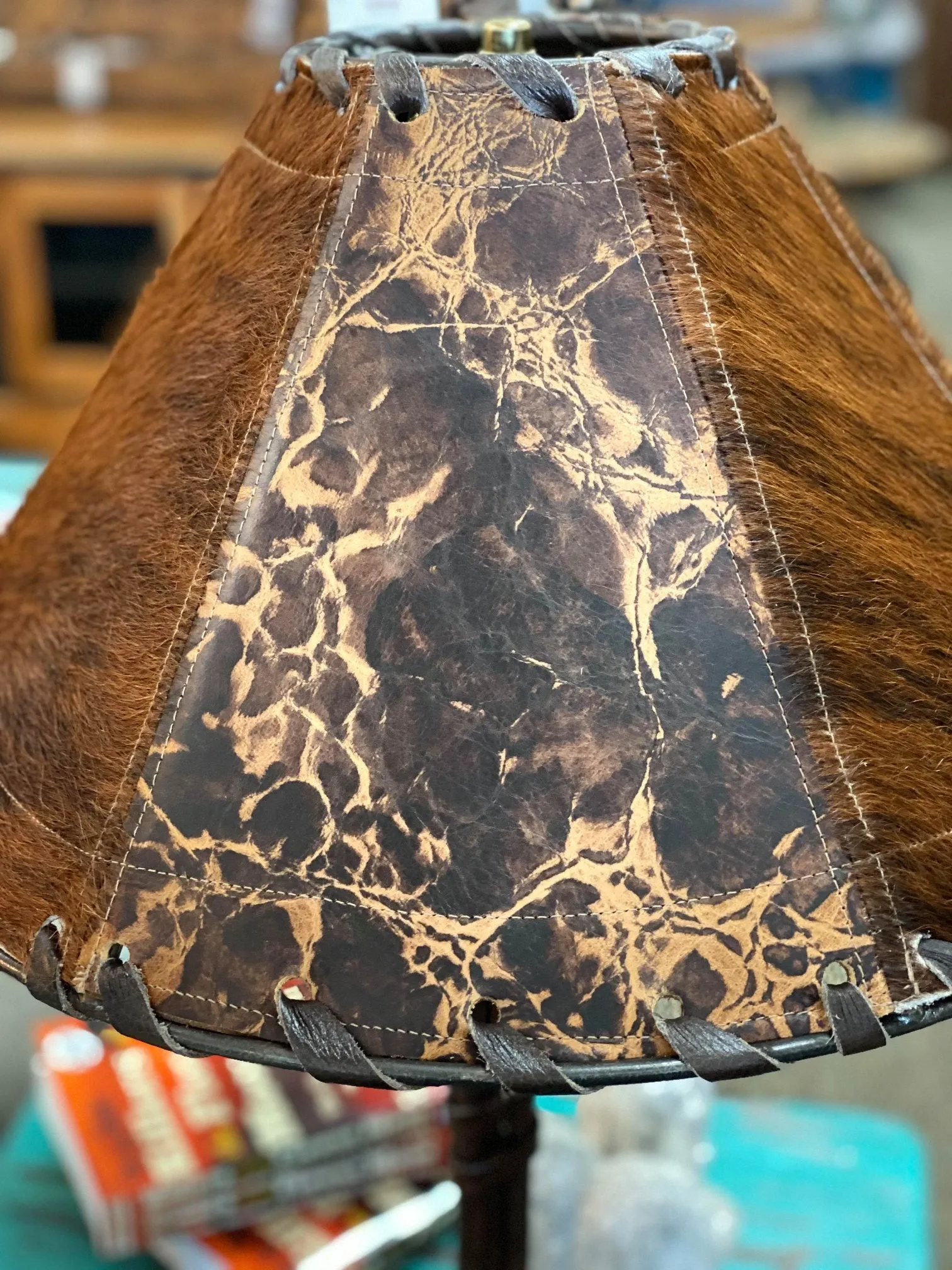 Cowhide & Distressed Leather Lamp Shades