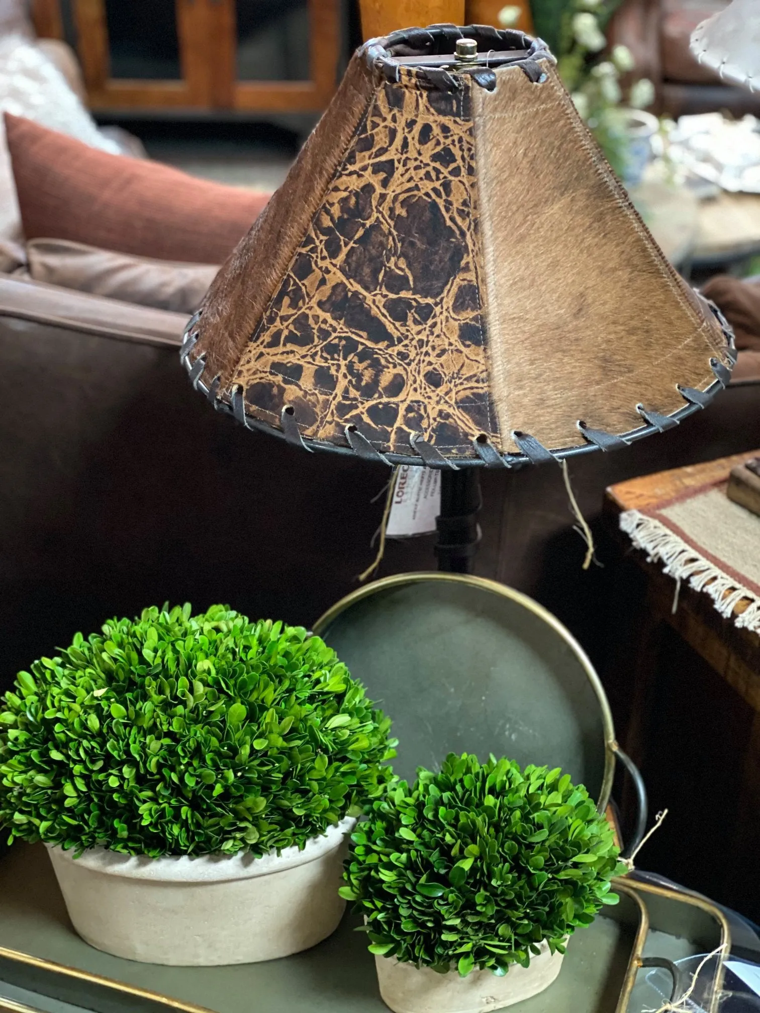 Cowhide & Distressed Leather Lamp Shades