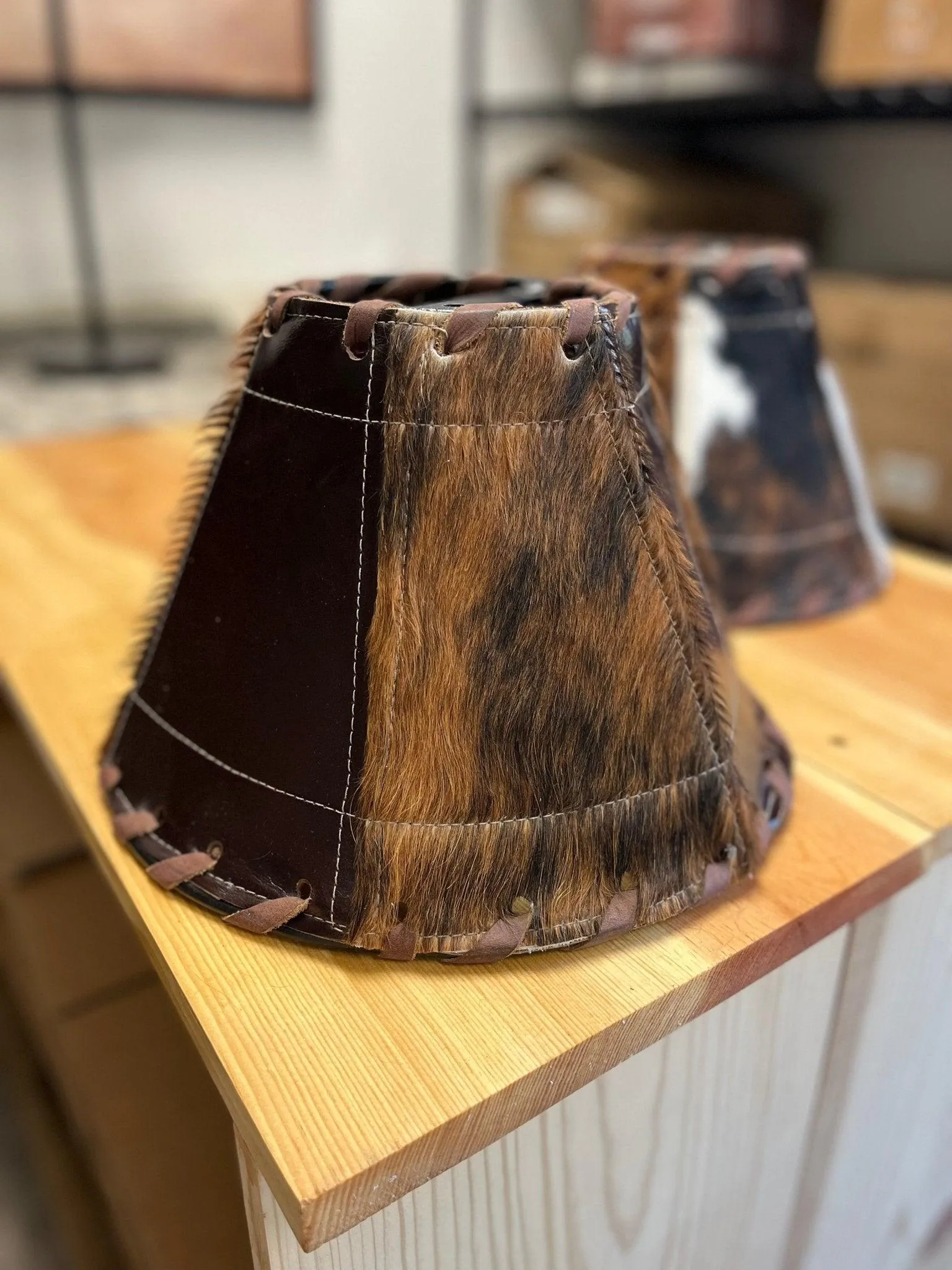 Cowhide & Leather Lamp Shades 12"