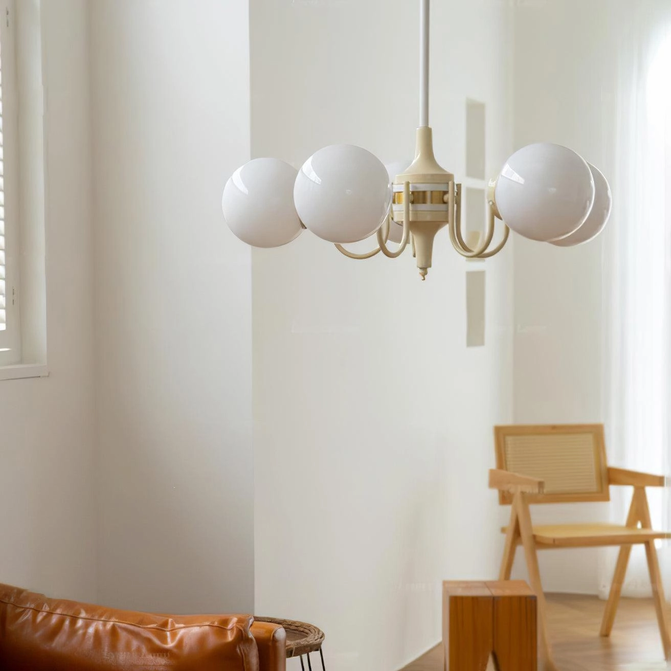 Cream Glass Ball Chandelier