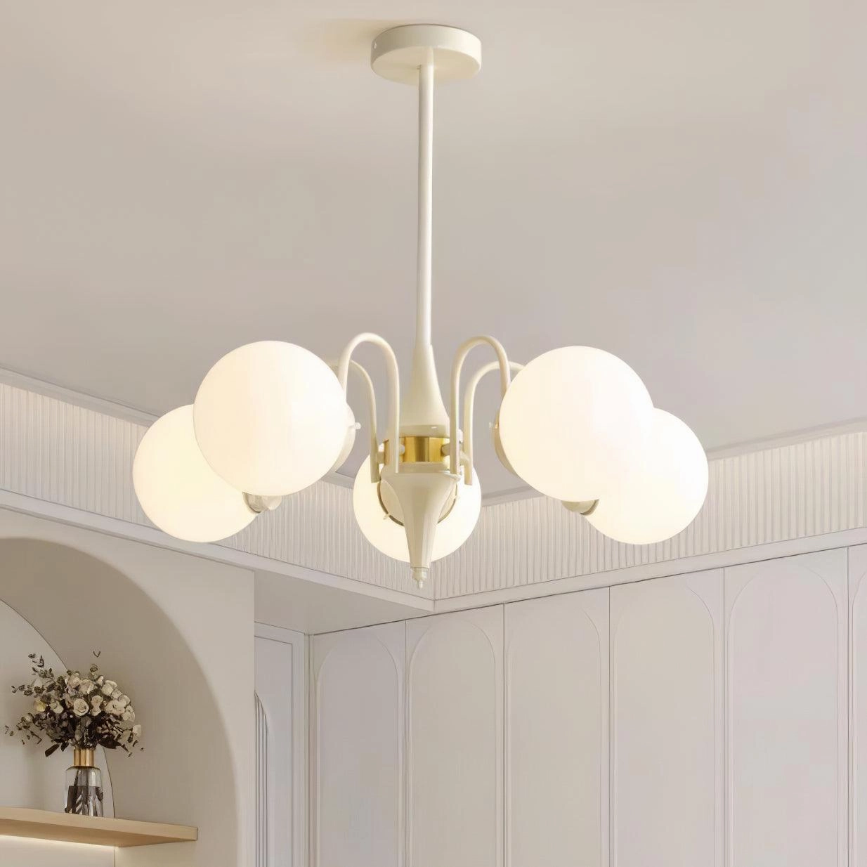 Cream Glass Ball Chandelier