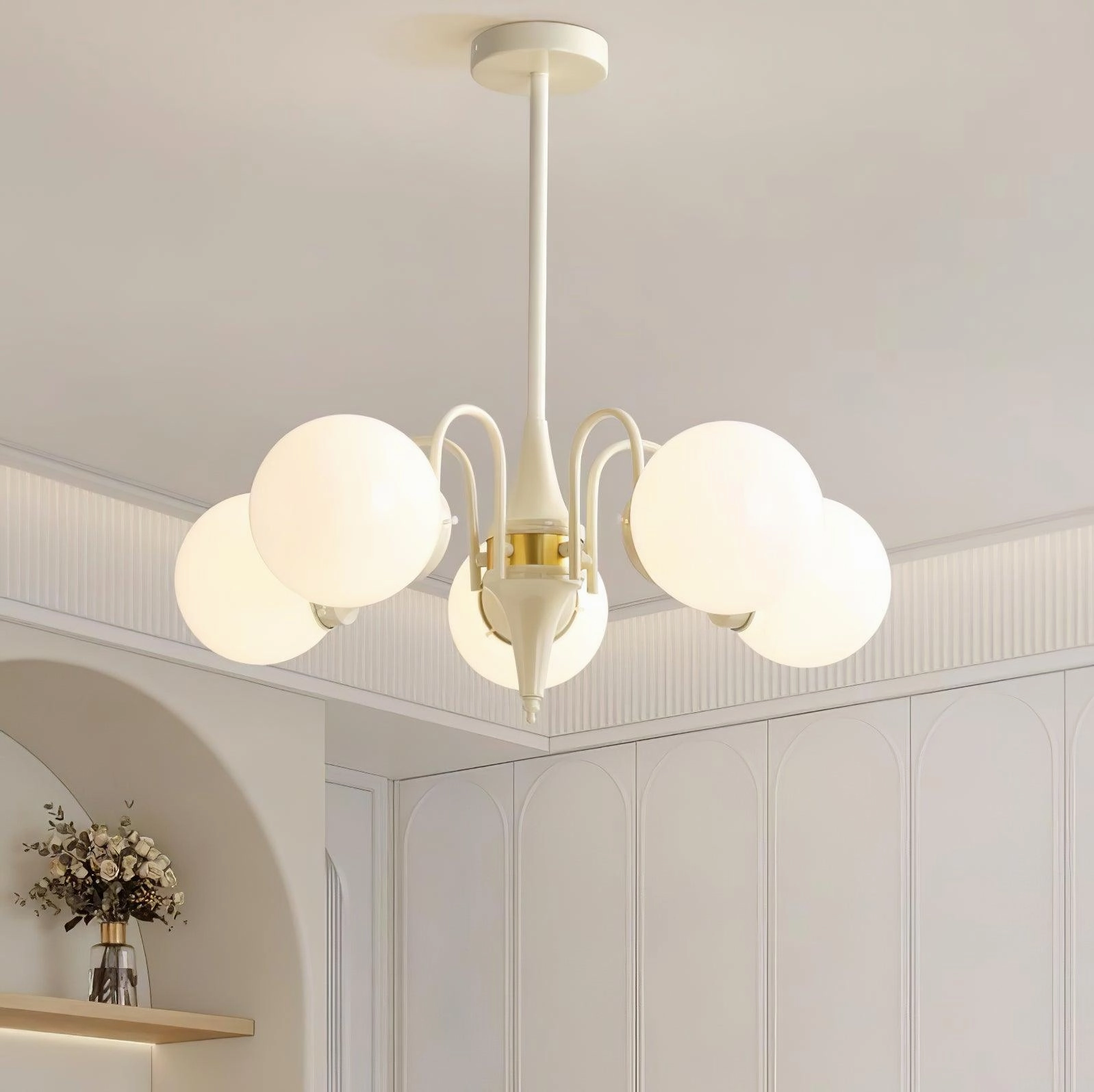 Cream Glass Ball Chandelier