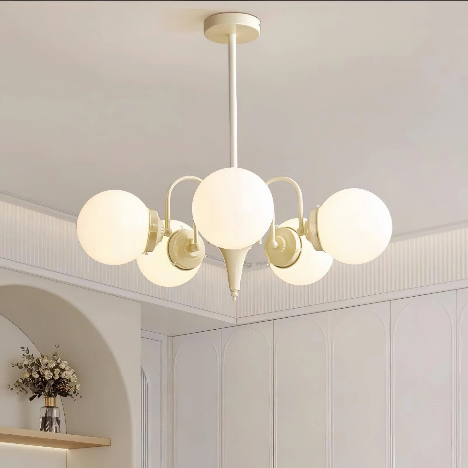 Cream Glass Ball Chandelier