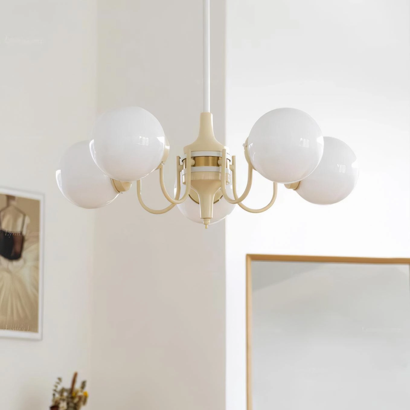 Cream Glass Ball Chandelier