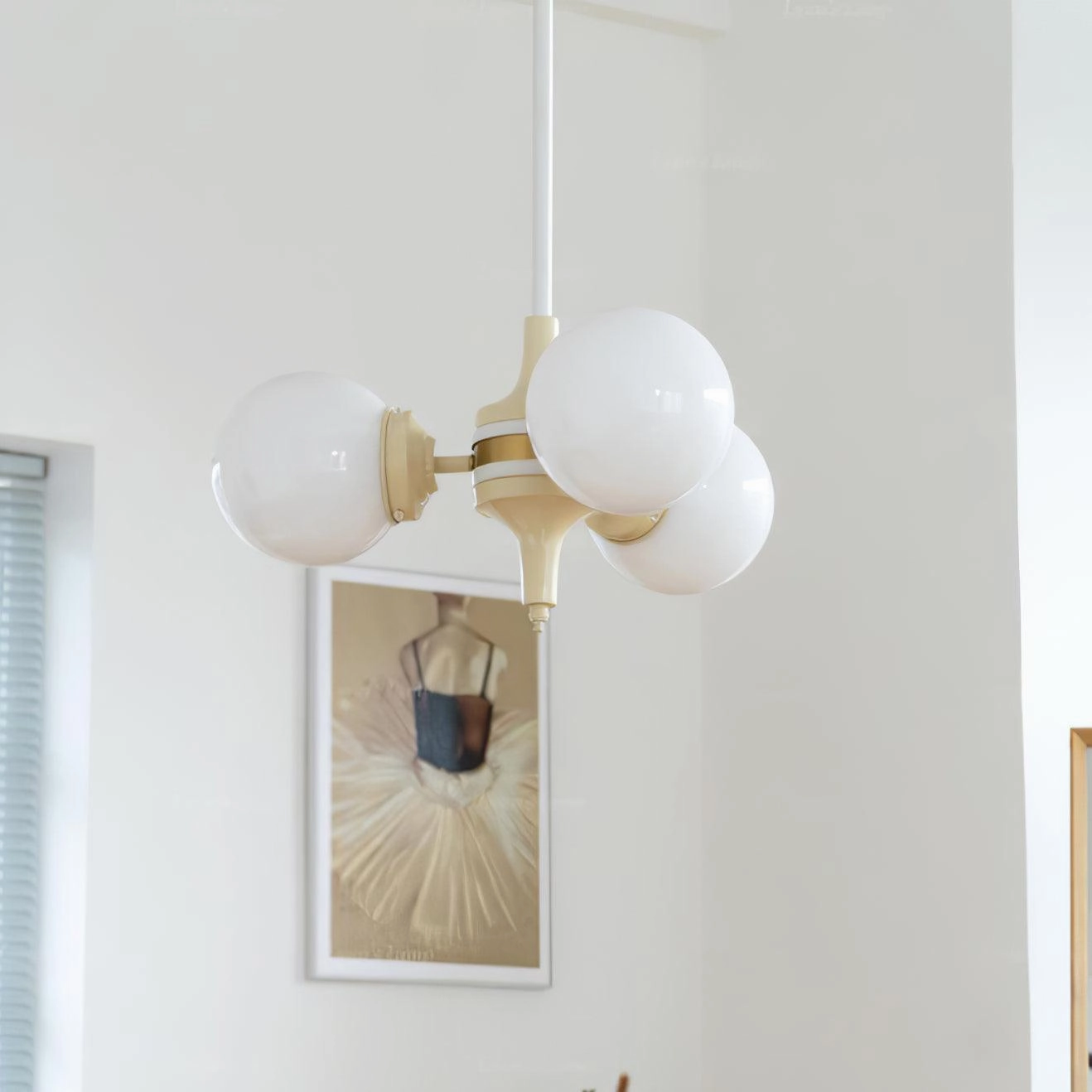 Cream Glass Ball Chandelier