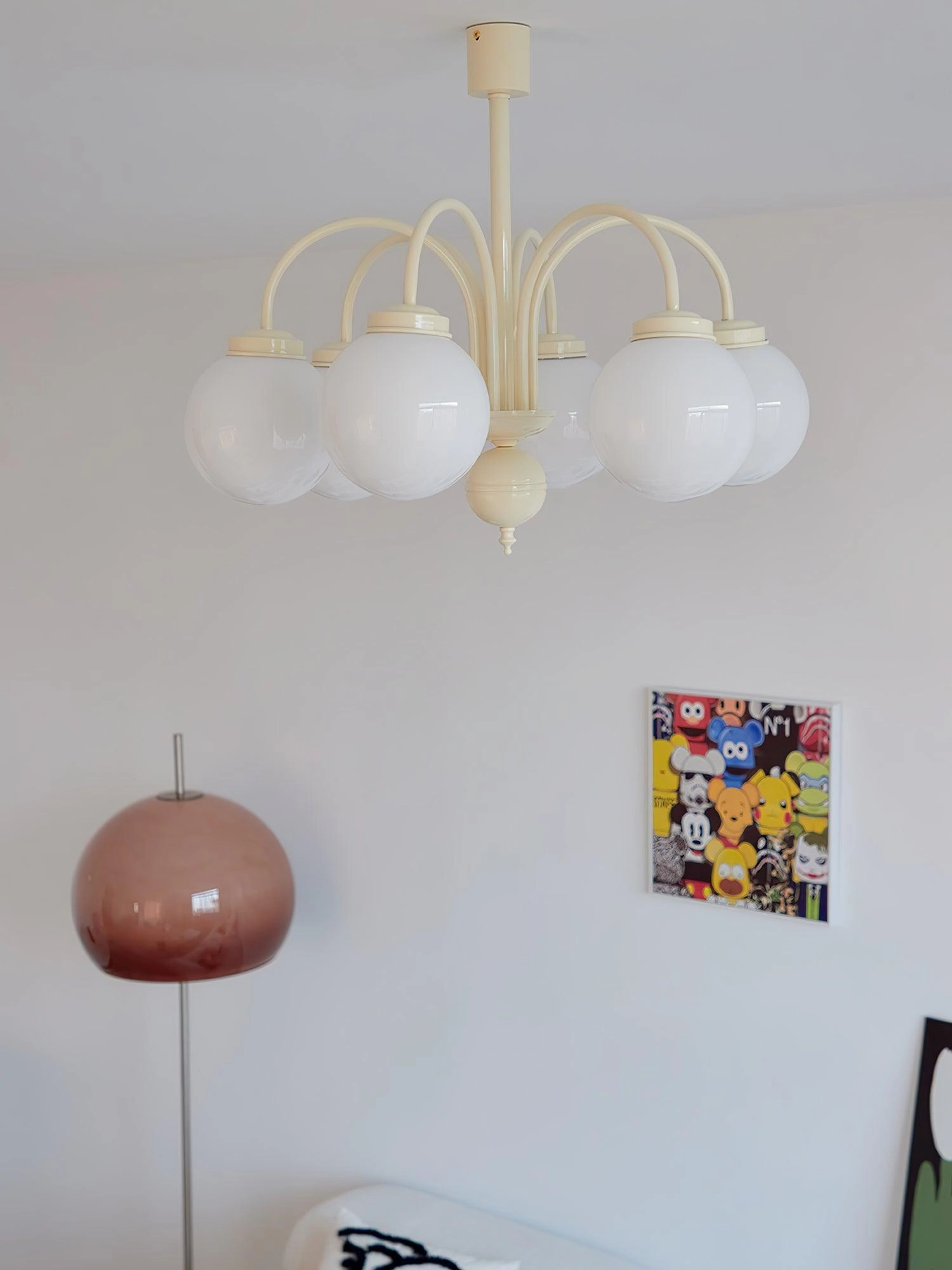 Cream Glass Sphere Chandelier