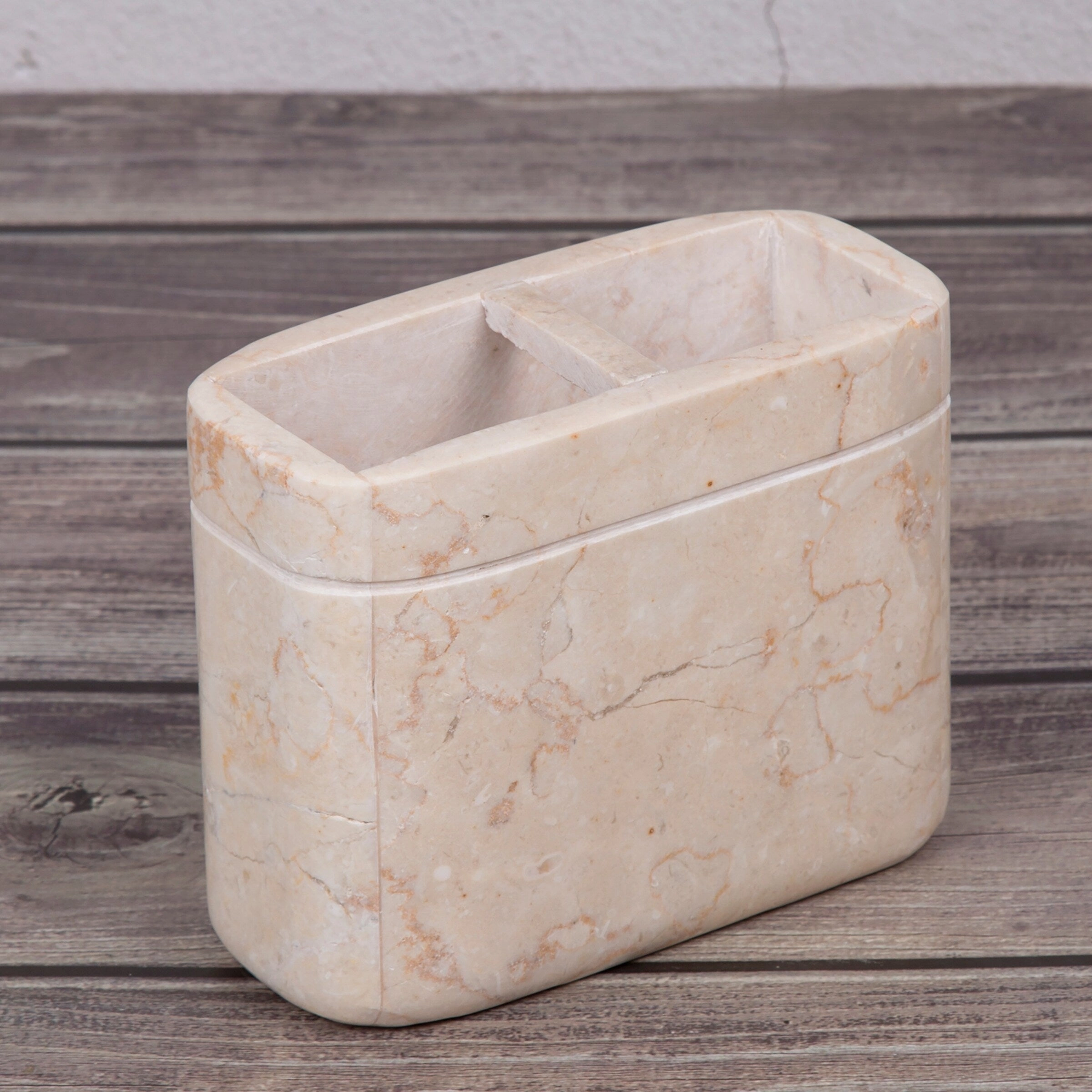 Creative Home Champagne Marble Stone Toothbrush, Tooth Brush Holder, Paste Holder - Beige