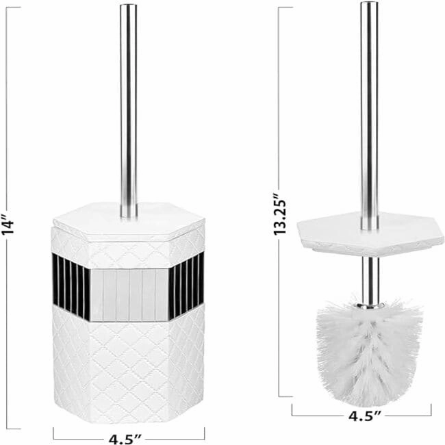 Creative Scents Quilted Mirror White Toilet Brush Set