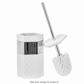 Creative Scents Quilted Mirror White Toilet Brush Set Toilet Brush,Bathroom Cleaner