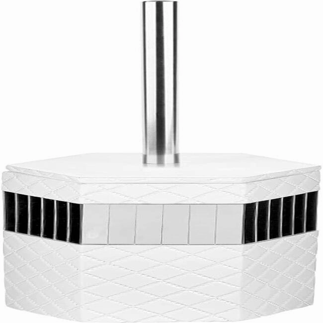 Creative Scents Quilted Mirror White Toilet Brush Set