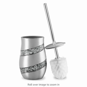 Creative Scents Silver Mosaic Toilet Bowl Brush and Holder Set - Gray Toilet Brush,Bathroom Cleaner