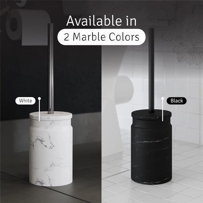 Creative Scents Toilet Brush and Holder Set (Marble Look) - Black