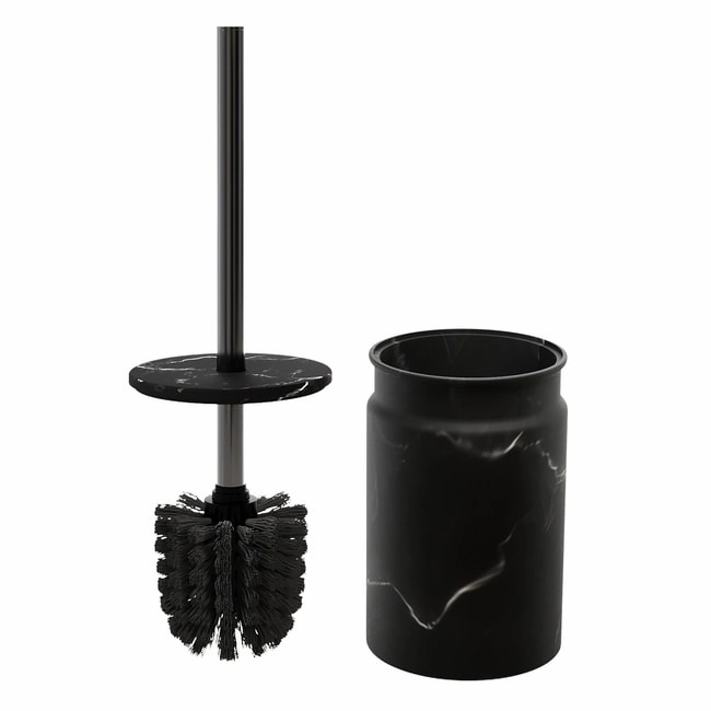 Creative Scents Toilet Brush and Holder Set (Marble Look) - Black Toilet Brush,Bathroom Cleaner