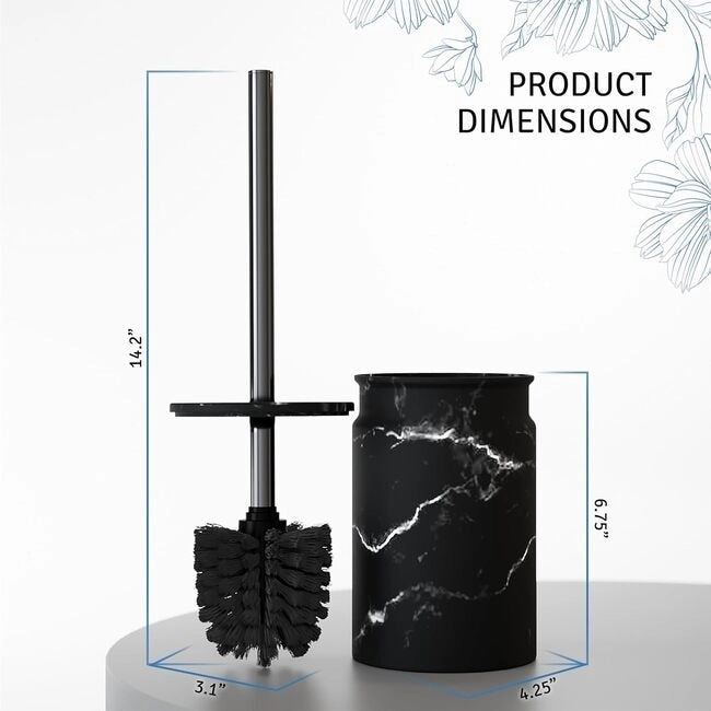 Creative Scents Toilet Brush and Holder Set (Marble Look) - Black