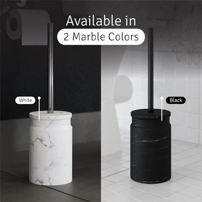 Creative Scents White Marble Toilet Brush and Holder Set