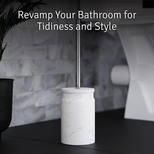 Creative Scents White Marble Toilet Brush and Holder Set