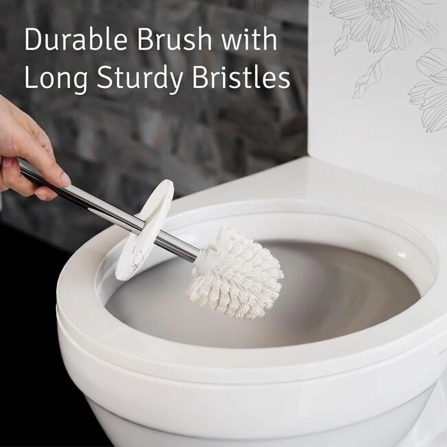 Creative Scents White Marble Toilet Brush and Holder Set