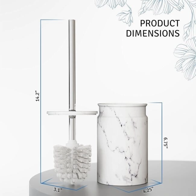 Creative Scents White Marble Toilet Brush and Holder Set