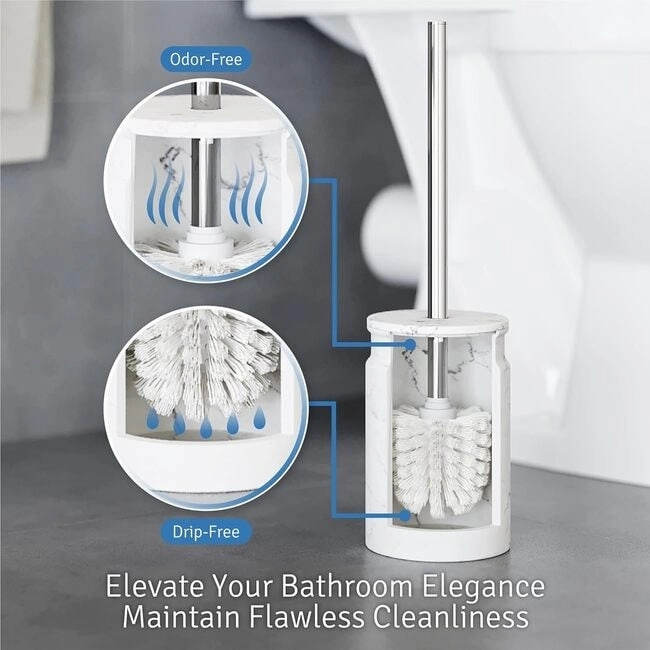 Creative Scents White Marble Toilet Brush and Holder Set