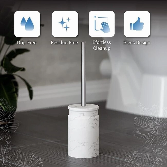 Creative Scents White Marble Toilet Brush and Holder Set