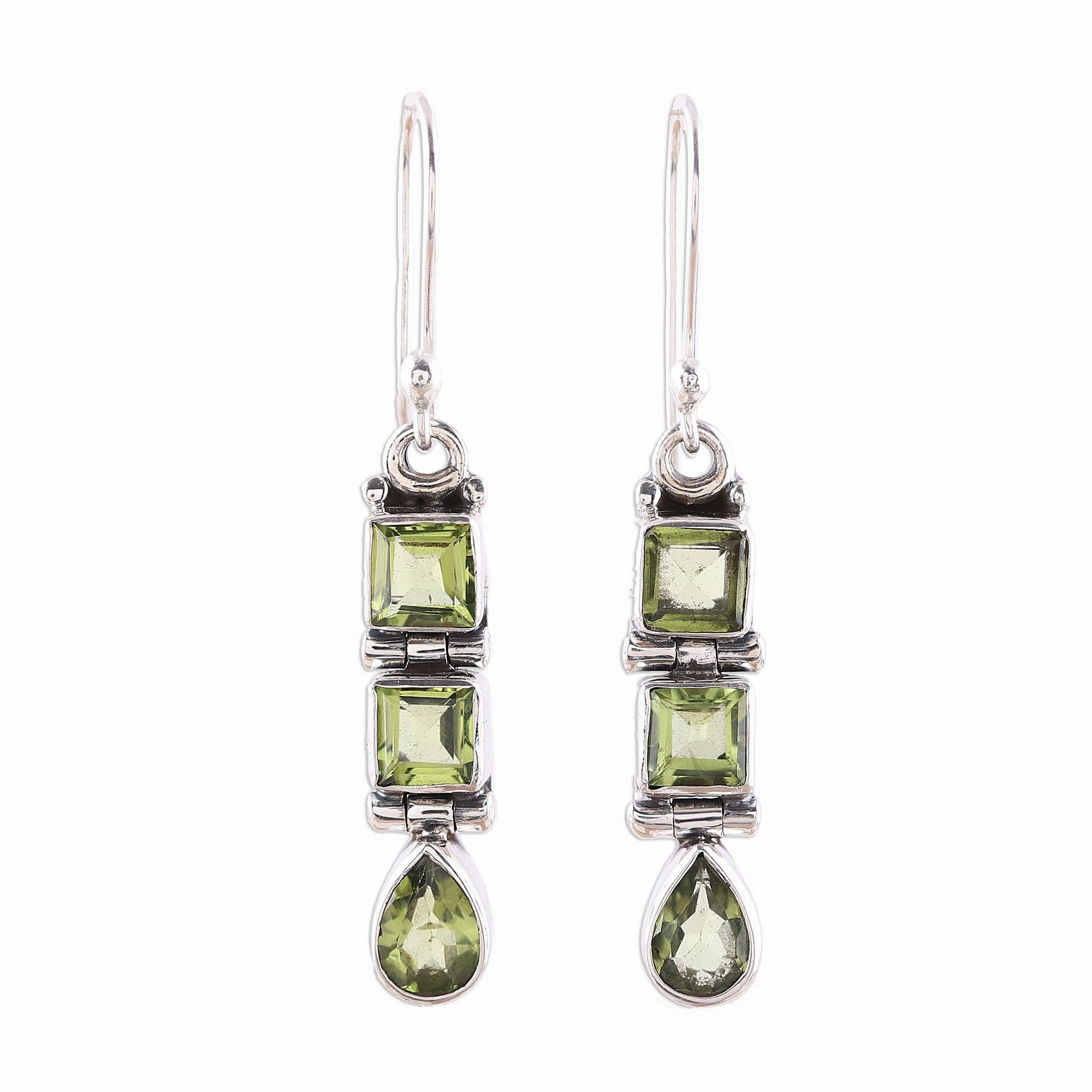 Creativity 3.8-Carat Faceted Peridot Dangle Earrings from India