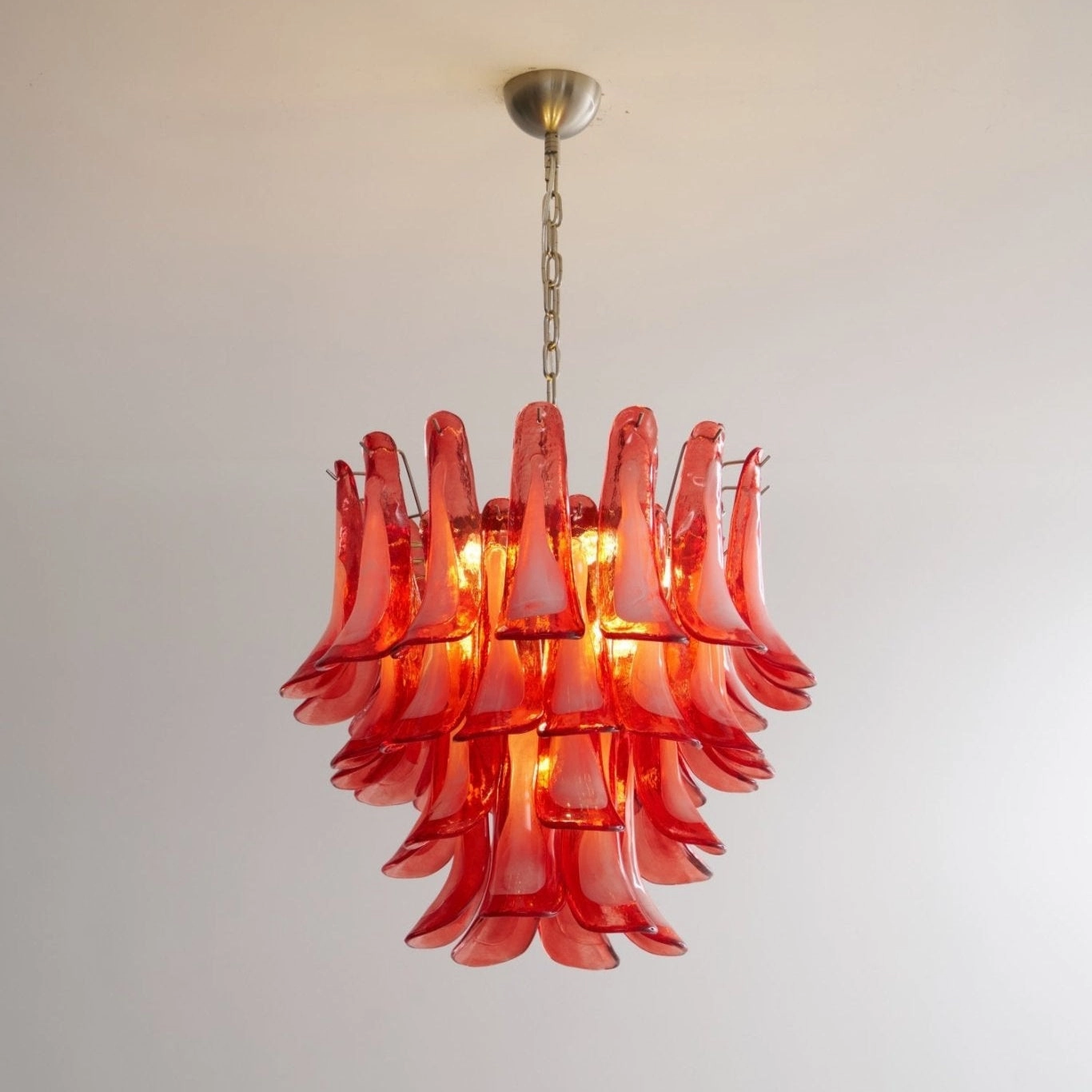 Crimson Glass Murano Petals Chandelier
