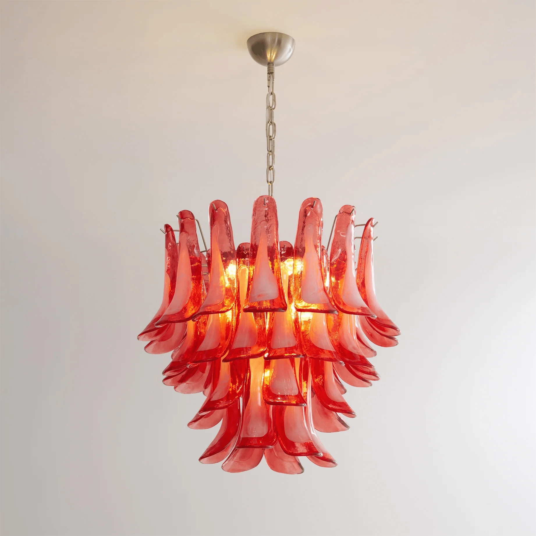 Crimson Glass Murano Petals Chandelier