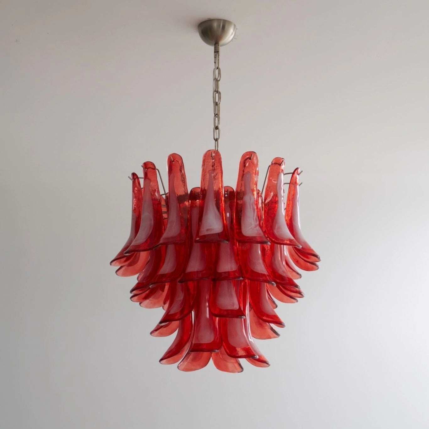 Crimson Glass Murano Petals Chandelier