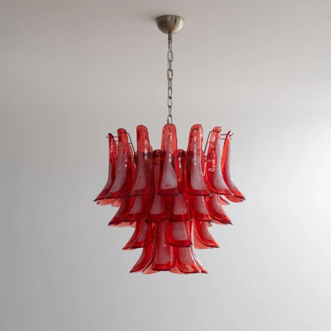 Crimson Glass Murano Petals Chandelier