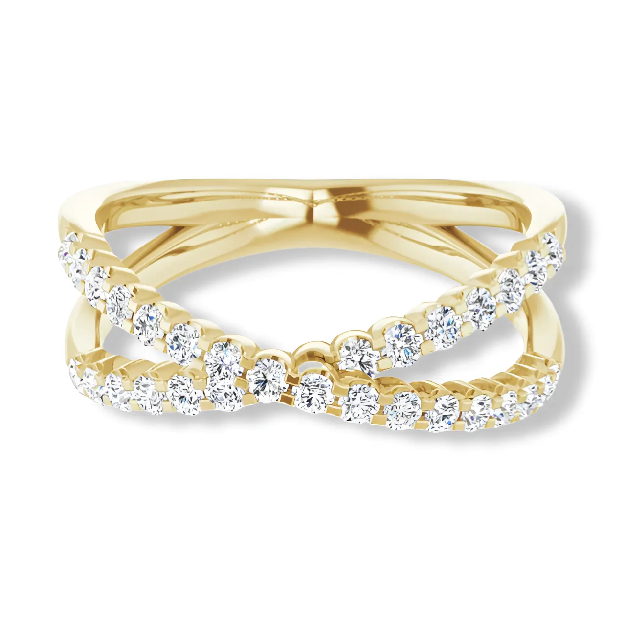 Criss Cross Round Diamond Band