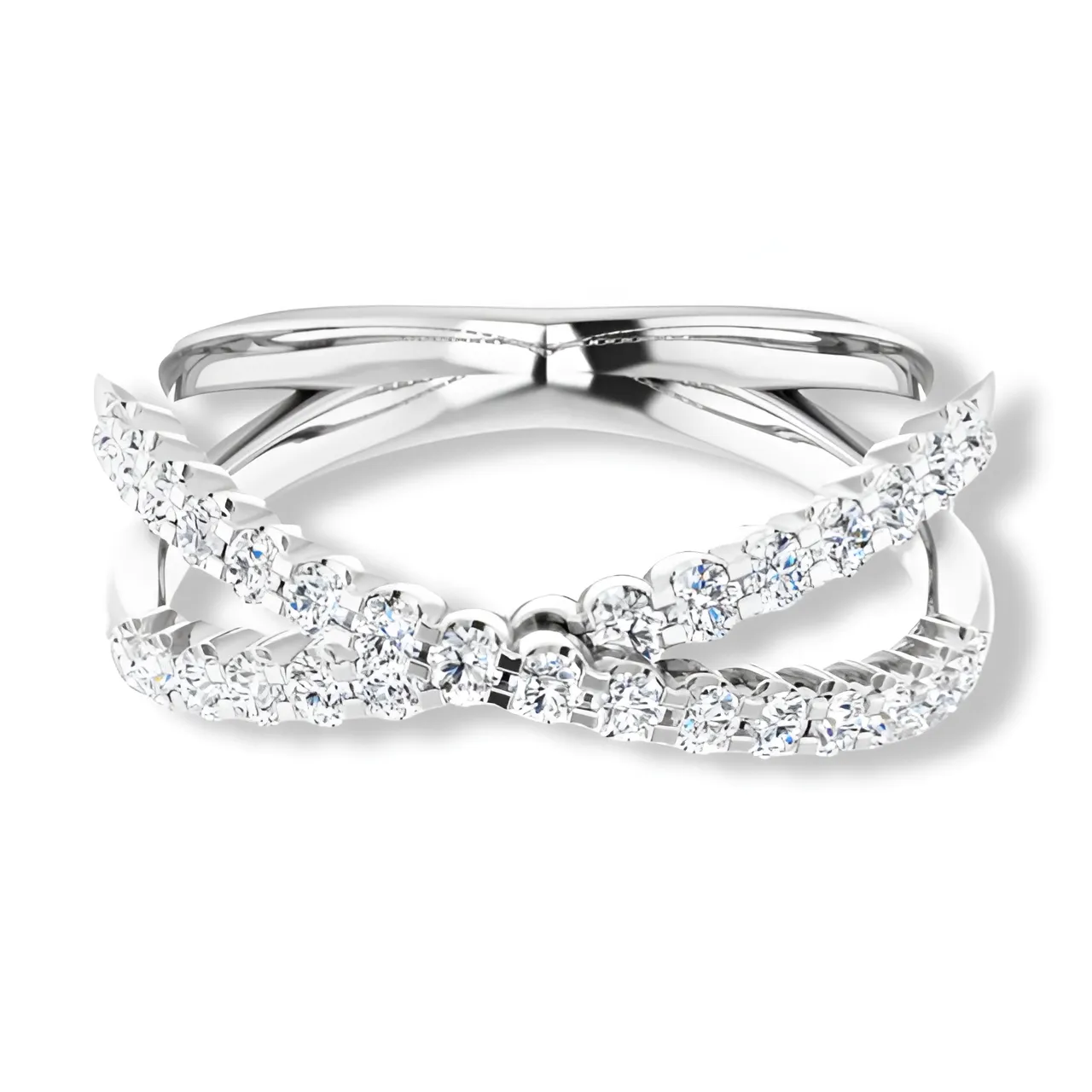 Criss Cross Round Diamond Band