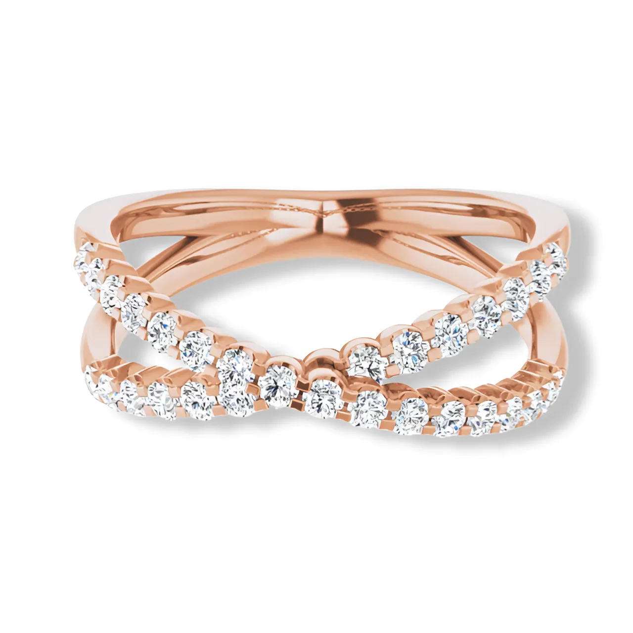 Criss Cross Round Diamond Band