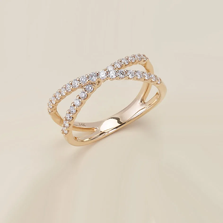 Criss Cross Round Diamond Band