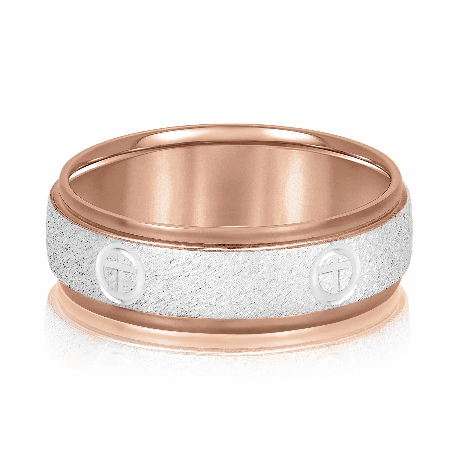 Cross Engraved Men's Diamond Wedding Band